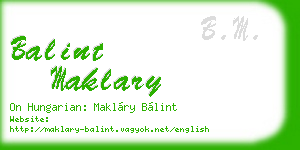 balint maklary business card
