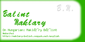 balint maklary business card